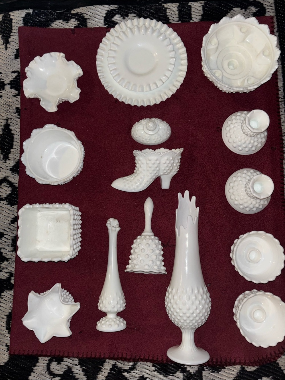 Vintage Fenton White Milk Glass Decorative Collection 16pc total